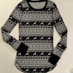 Reindeer Fair Isle Waffle Knit Top- TALL
